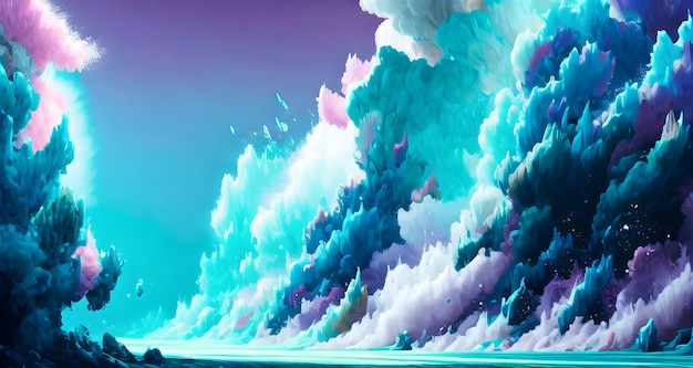 Holi achtergrond kleurrijke verf poeder explosie geïsoleerde brede panorama achtergrond Ai gegenereerd