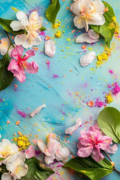 a Holi background incorporating elements of spring