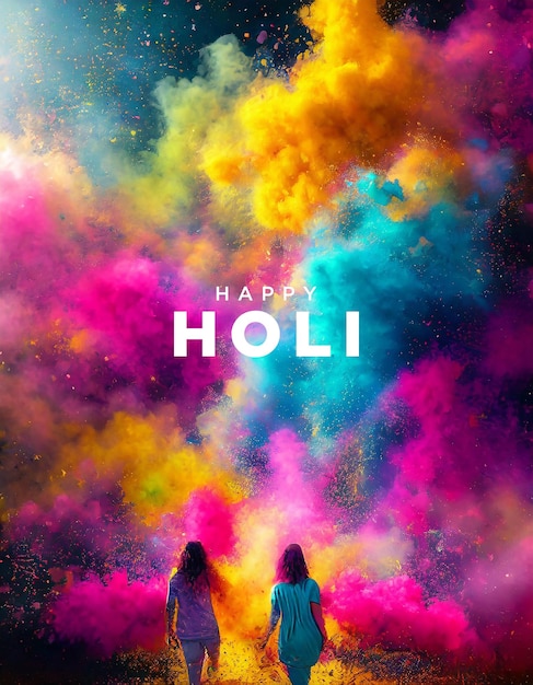 Photo holi background with colorful powder festive celebration