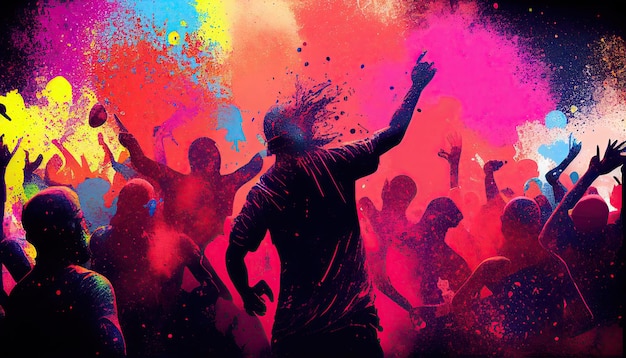 Holi celebration illustration holiday festive Colorful paint and powder generative ai