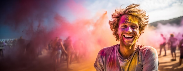 Holi color festival people celebrating