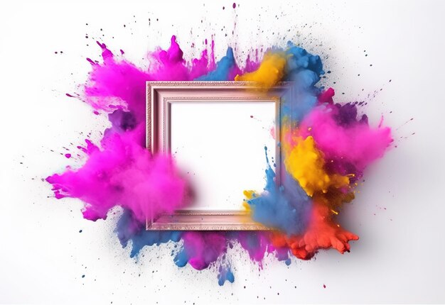 Holi color frame mock up