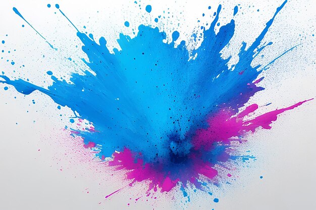 Holi color powder splatter texture on blue background