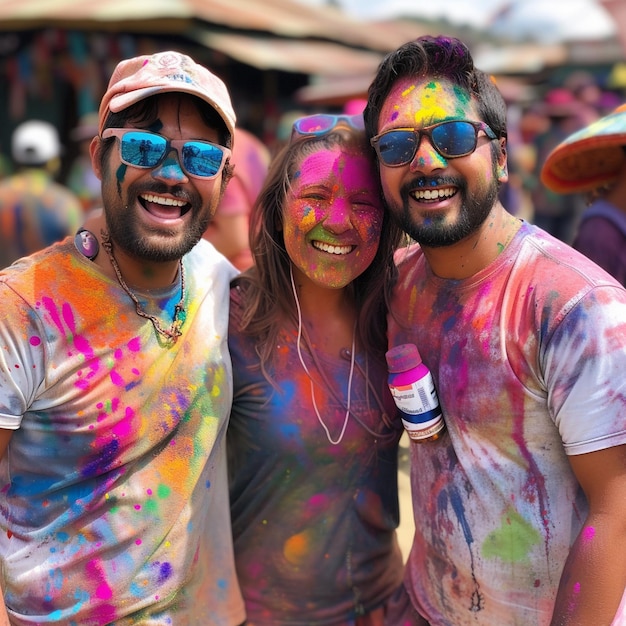 Holi Color Run in Nepal Loppers bedekt met heldere kleuren