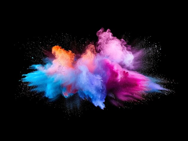 Holi decorative dye splash color powder explosion abstract colorful rainbow background with color