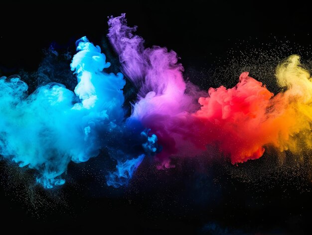 Holi decorative dye splash color powder explosion abstract colorful rainbow background with color