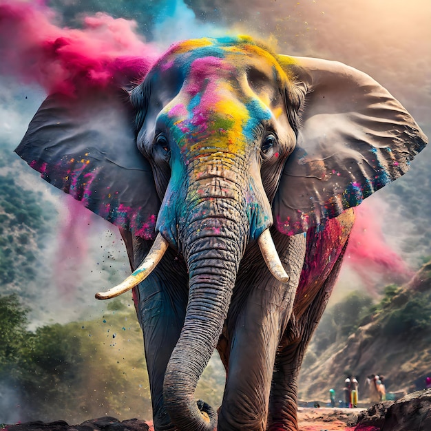 Holi Elephant Feest