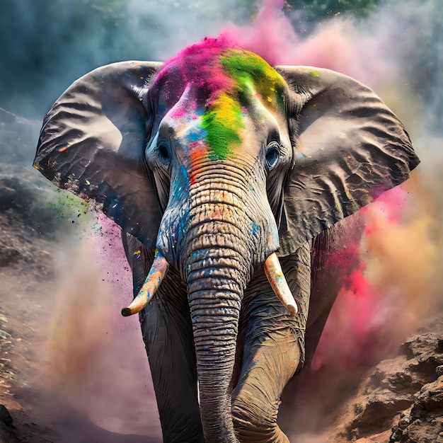 Holi Elephant Feest