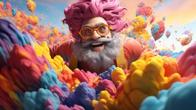 Holi Festival 25th March 3D cartoon Generative AI