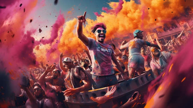 Holi Festival 25th March 3D cartoon Generative AI