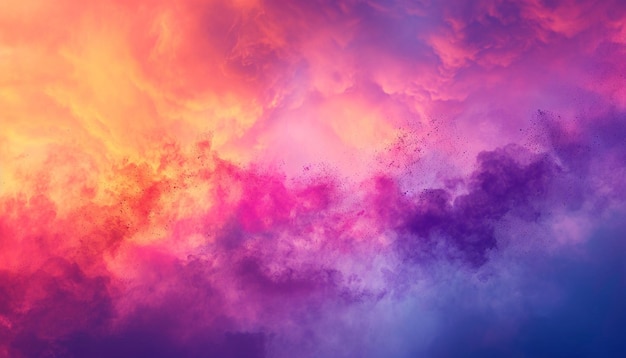 a Holi festival background with a vibrant dawn or dusk sky