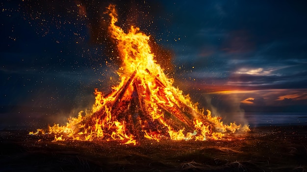 A Holi Festival bonfire