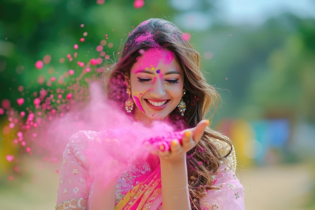 Holi Festival Celebrating with Colors