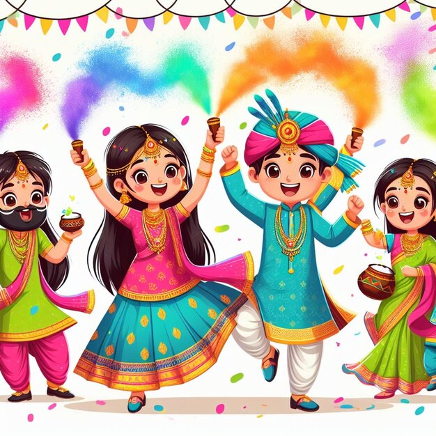 holi festival colorful illustration