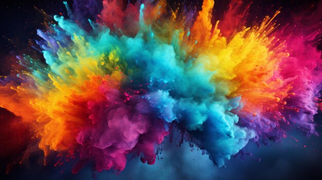 Holi festival colorful rainbow paint color powder explosion 25th march generative ai