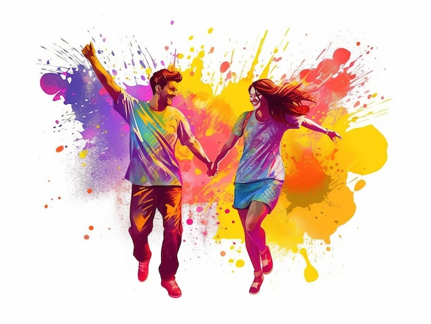 Holi festival Colorful splash Banner poster background and people playing Holi Indian