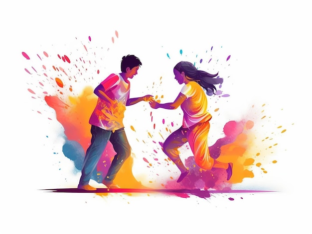 Holi festival Colorful splash Banner poster background and people playing Holi Indian