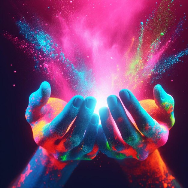 Photo holi festival hands throw up color powders