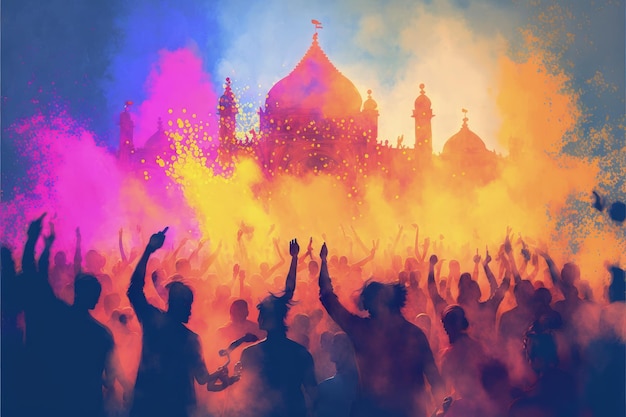 Holi Festival of Colors Fantasy concept Illustratie schilderij Generatieve AI