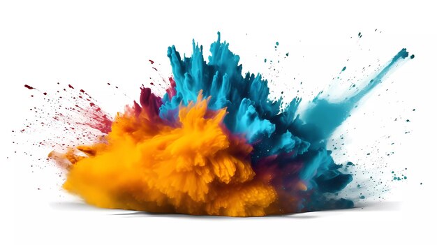 Photo holi festival powder on white background generative ai design concept