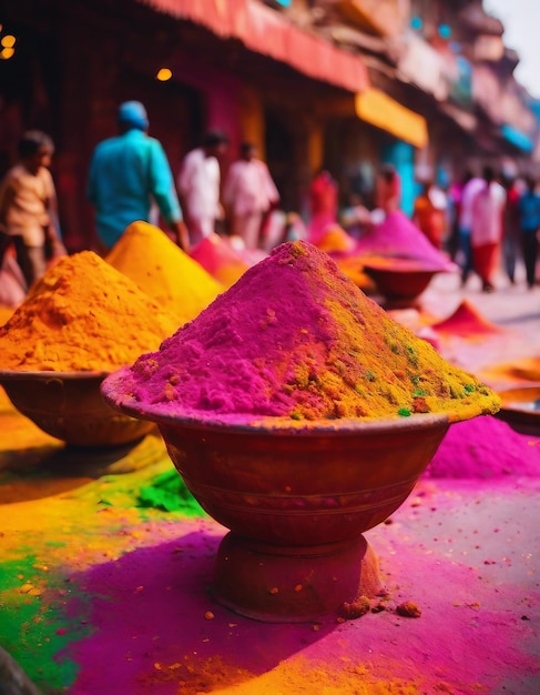 Foto holi festival regenboog van kleuren en een feest van geluk veelkleurig