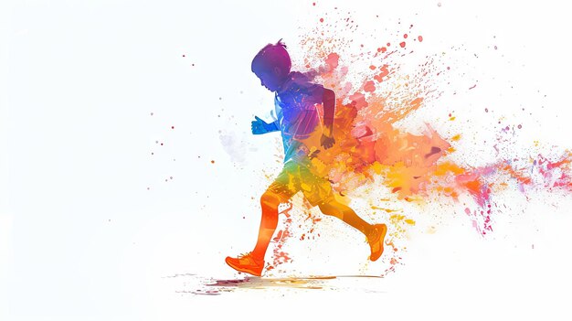 Holi festival a runner is running with colorful powder around
