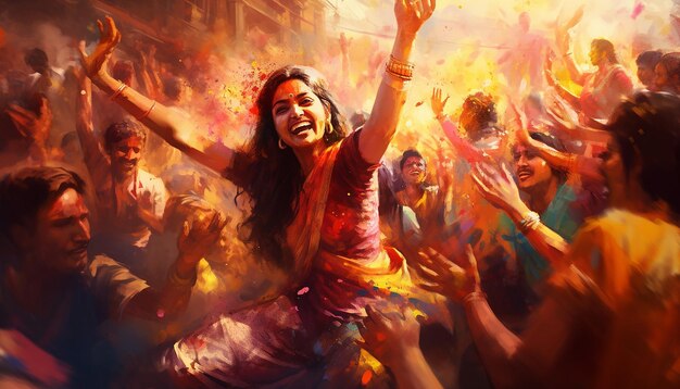 holi festval in india illustration