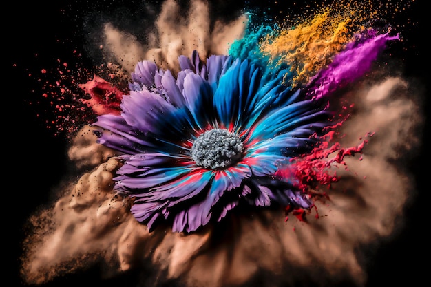 holi flower festival background with colorful powder spring illustration