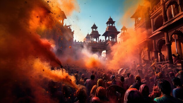 Holi India Holi is a festival of colors where people joyfully throw colored powder and water at each other To celebrate the arrival of spring