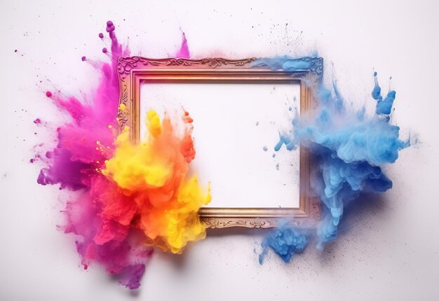 Holi kleur frame mock up