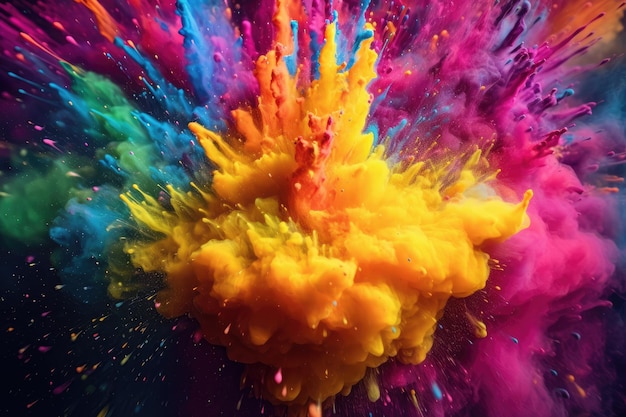 Foto holi vernici multicolori tecnologia ai generativa