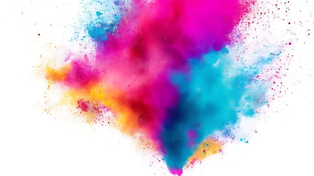 Holi paint rainbow multi colored powder explosion on white background Abstract 3d explosion wallpaper generated ai