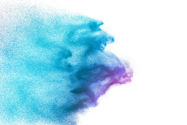 Photo holi powder festival.green color powder explosion cloud on white background