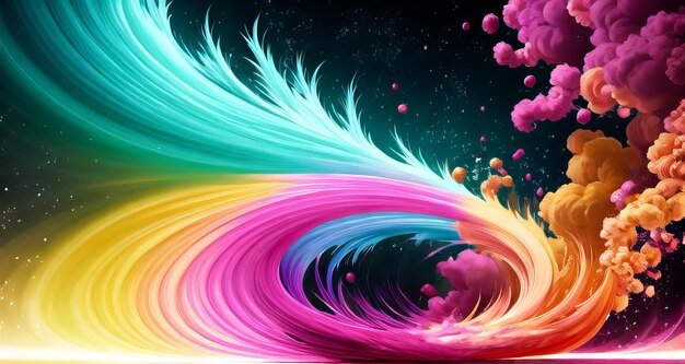 Holi splash colorful mixed rainbow powder explosion banner background Ai generated