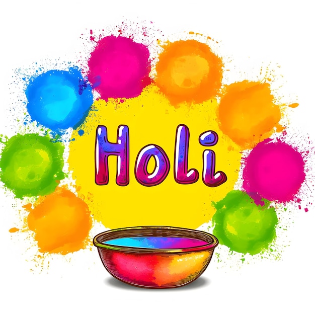 Photo holi text design with colorful holi powder happy holi festival of colors art concept