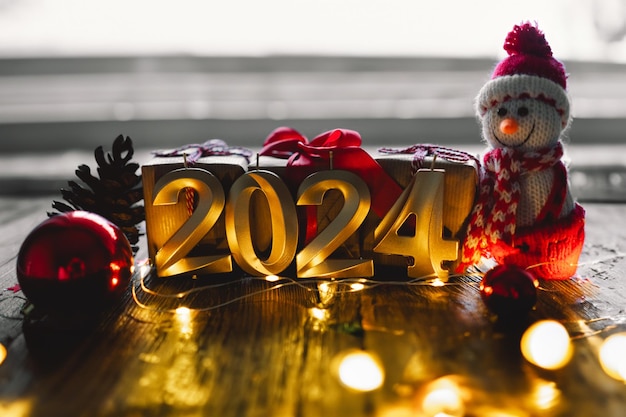 Holiday background happy new year numbers of year with sweater