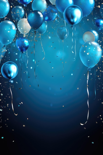 Foto sfondo festivo con palloncini e confetti idea di biglietto di auguri per la festa di compleanno