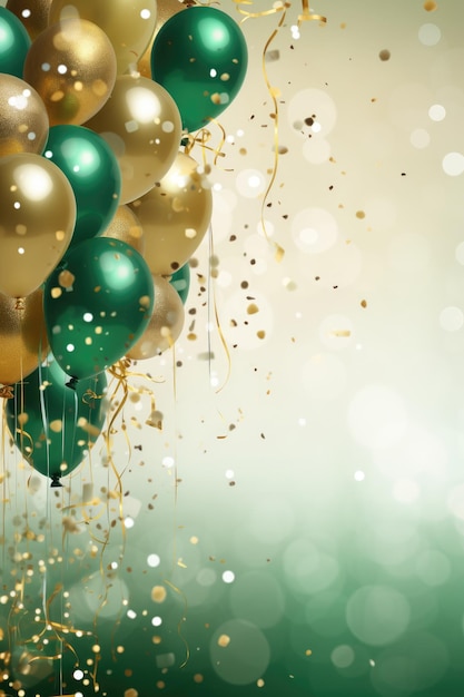 Праздничный фон с воздушными шарами и конфетами Идея поздравительной открытки на день рождения