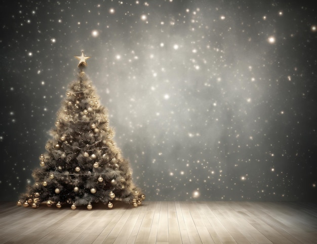 Photo holiday background with christmas tree