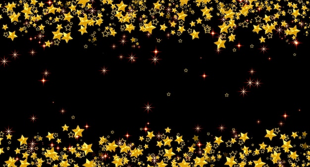 Photo holiday background with gold stars on black for design