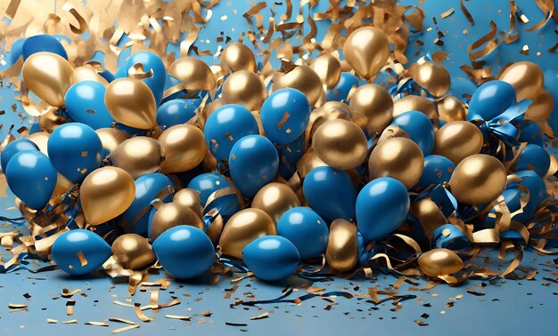 Holiday Balloons and Gifts Background Golden and metallic Balloons AI Generated