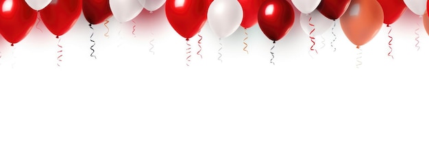 Photo holiday banner of colorful balloons on white background festive celebrate backdrop balloons