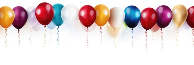 Holiday banner of colorful balloons on white background