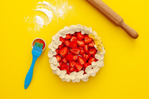 Holiday cake with fresh strawberries