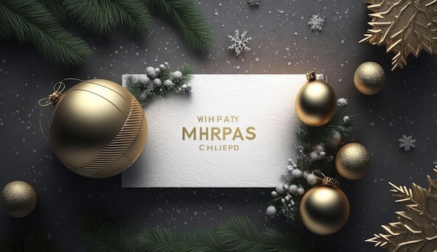 holiday card in green gold colors with place for text