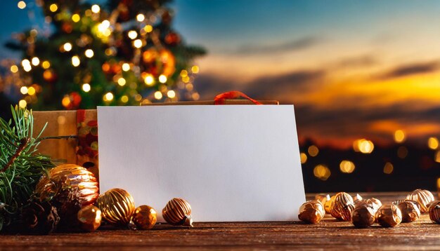 Holiday card with festive decorations empty space for personalized messages spreading joy and warm