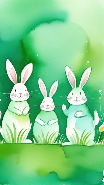 Праздничный баннер с милыми пасхальными украшенными яйцами милые пасхальные кролики Иллюстрация пасхальных яиц кроликов на зеленом фоне Счастливой пасхальной открытки баннер с праздничным фоном