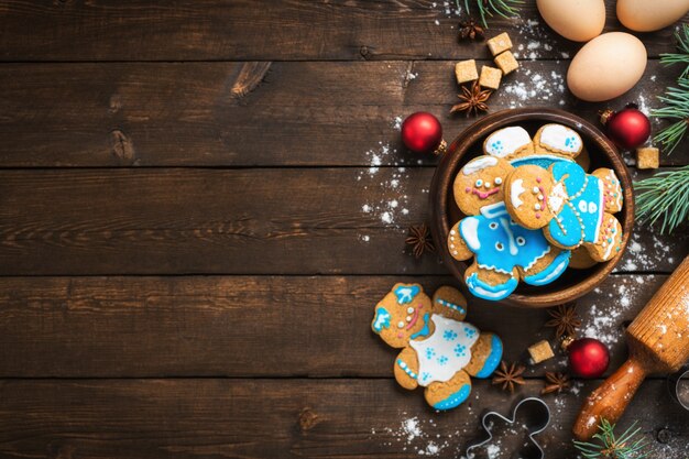 Holiday celebration and cooking concept with gingerbread