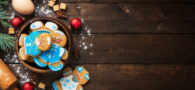 Holiday celebration and cooking concept with gingerbread