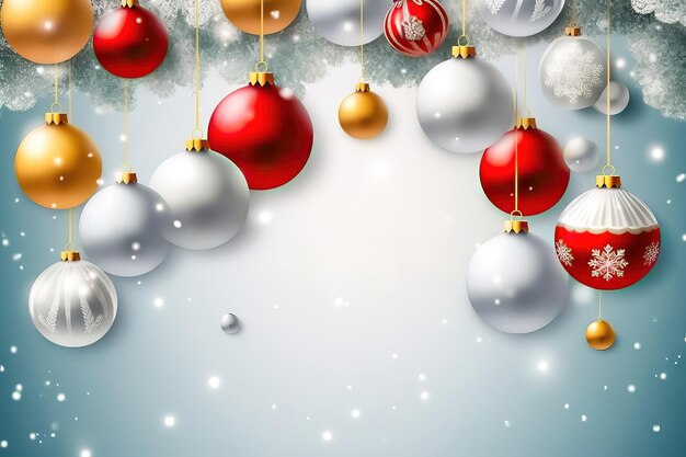 Holiday Cheer Christmas Ball Decorations on TextFriendly Background Generative AI